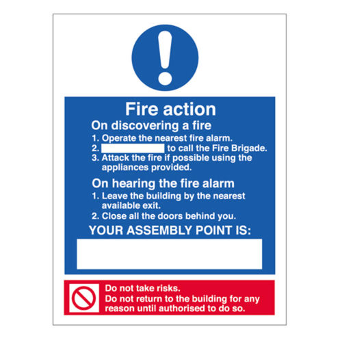 Fire Action Sign (30174V)